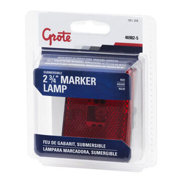 Clearance Square Submersible Marker Light, Red, Incandescent, Screw Mount, Polypropylene, 0.27 A