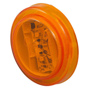 Clearance Round Marker Light, Amber, LED, Bracket Mount, Polycarbonate, 0.06 A