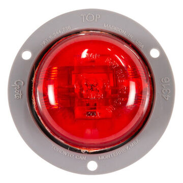Clearance Round Marker Light, Red, Bracket Mount, Polycarbonate, 0.06 A