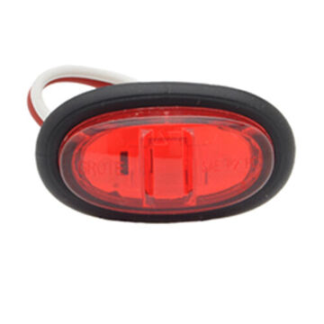 Clearance Oval Marker Light, Red, LED, 0.75 in Hole Mount, Polycarbonate, 0.05 A