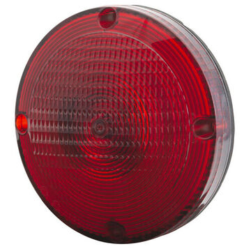 Round School Bus Light, 12 V, 0.6 to 2.1 A, Acrylic Lens, Black/Red