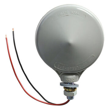 Round Single Face Double Contact Light, 12 V, 0.6 to 2.1 A, Polycarbonate Housing, Polycarbonate Lens, Gray/Red