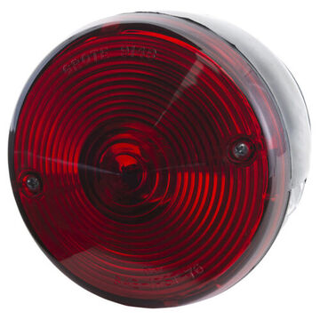 Round Universal Stop Tail Turn Light, 12 V, 0.6 to 2.1 A, Acrylic Lens, Polypropylene Housing, Black/Red