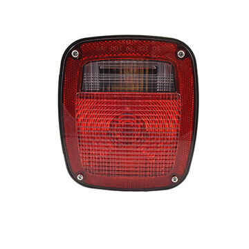 Square Stop Tail Turn Light, 12 V, 0.59 to 2.1 A, Acrylic Lens, Polycarbonate Housing, Black/Red/Clear/Red/Clear