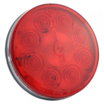 Round Stop Tail Turn Light, 24 V, 0.03 to 0.24 A, Acrylic Lens, PC/ABS Housing, Gray/Red