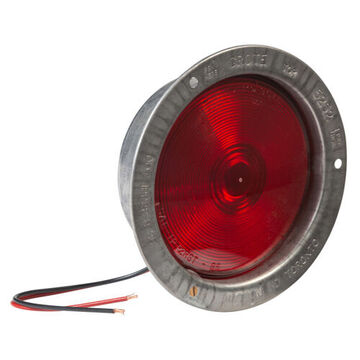 Round Light, 12 V, 0.6 to 2.1 A, Polycarbonate Lens, Stainless Steel Body, Red/Stainless Steel/Steel