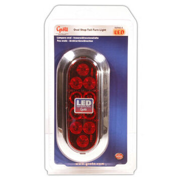Oval Stop Tail Turn Light, 12 V, 0.04 to 0.2 A, Polycarbonate Housing, Polycarbonate Lens, Chrome Plated/Red/Silver