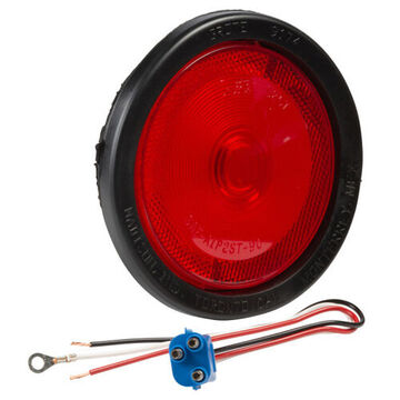Round Stop Tail Turn Light, 12 V, 0.5 to 2.1 A, PVC Grommet, Polycarbonate Housing, Polycarbonate Lens, Red/White