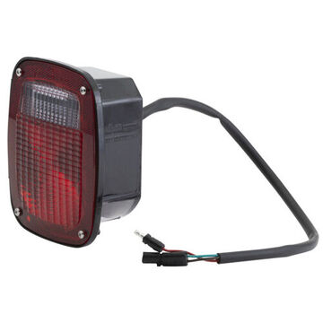 Square Stop Tail Turn Light, 12 V, 0.6 to 2.1 A, Acrylic Lens, Polycarbonate Housing, Polycarbonate Lens, Black/Red/White/Red/Clear