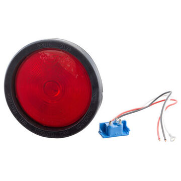 Round Stop Tail Turn Light, 12 V, 0.48 to 2.1 A, Polycarbonate Housing, Polycarbonate Lens, Gray/Red