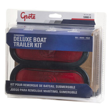 Kit de remorque de bateau submersible ovale, boîtier en polycarbonate, lentille en polycarbonate, noir/rouge