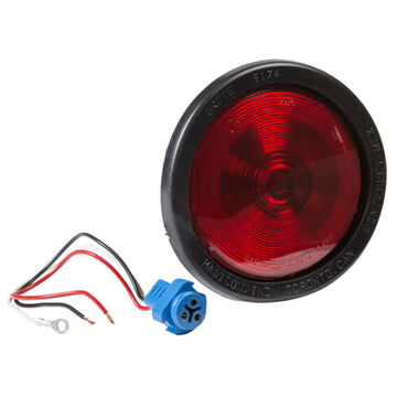 Round Stop Tail Turn Light, 2.1 to 0.48 A, Polycarbonate, Red