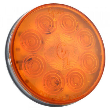 Round Tail Turn Light, 12 V, 0.15 A, Acrylic Lens, Polycarbonate/ABS Housing, Yellow