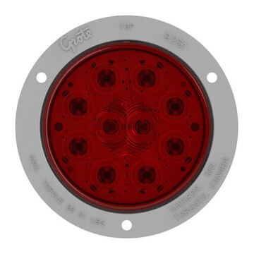 Feu stop/arrière/clignotant rond à 10 diodes, 12 V, 0.03 à 0.24 A, lentille en acrylique, boîtier en PC/ABS, bride en polycarbonate, gris/rouge