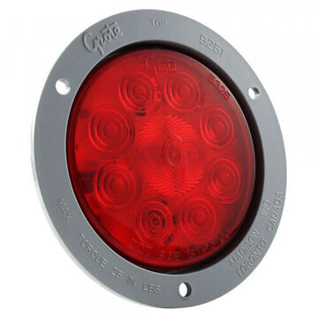 10-diode Pattern Round Stop Tail Turn Light, 12 V, 0.03 to 0.24 A, Acrylic Lens, PC/ABS Housing, Polycarbonate Flange, Gray/Red