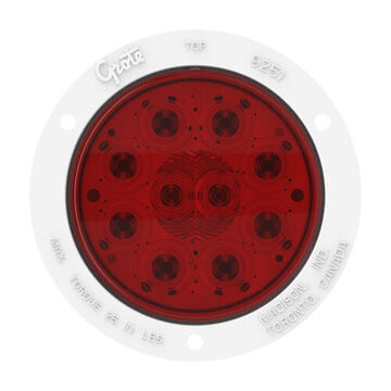 Round Stop Tail Turn Light, 12 V, 0.03 to 0.24 A, Acrylic Lens, PC/ABS Housing, Polycarbonate Flange, Gray/Red