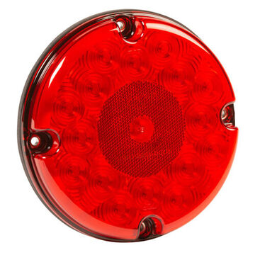 Round Stop Tail Turn Light, 12 V, 0.03 to 0.39 A, Polycarbonate, Red