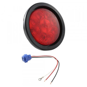 10-diode Pattern Round Stop Tail Turn Light, 12 V, 0.03 to 0.24 A, Acrylic Lens, PVC Grommet, PC/ABS Housing, Gray/Red