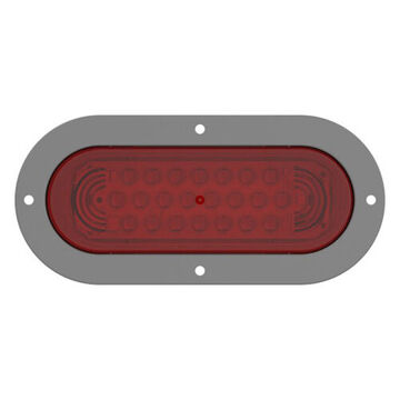 Feu stop/arrière/clignotant ovale, 12 V, 0.2 à 0.28 A, acrylique, ABS, boîtier gris/lentille rouge