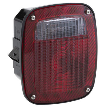 Square Stop Tail Turn Light, 12 V, 0.16 to 2.1 A, Polycarbonate Housing, Polycarbonate Lens, Black/Red/White/Red/Clear