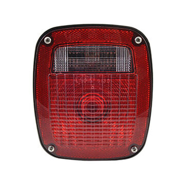 Square Stop Tail Turn Light, 12 V, 0.16 to 2.1 A, Polycarbonate Housing, Polycarbonate Lens, Black/Red/White/Red/Clear