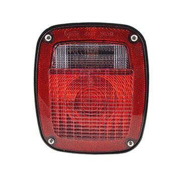 Square Stop Tail Turn Light, 12 V, 0.59 to 2.1 A, Acrylic Lens, Polycarbonate Housing, Black/Red/Red/Clear