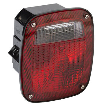 Square Stop Tail Turn Light, 12 V, 0.59 to 2.1 A, Acrylic Lens, Polycarbonate Housing, Black/Red/Red/Clear