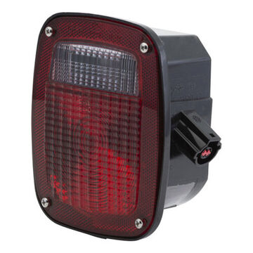 Combination Box Square Stop Tail Turn Light, 12 V, 0.59 to 2.1 A, Acrylic Lens, Polycarbonate Housing, Black/Red/Red/Clear