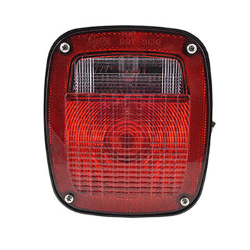 Combination Box Square Stop Tail Turn Light, 12 V, 0.59 to 2.1 A, Acrylic Lens, Polycarbonate Housing, Black/Red/Red/Clear