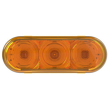 Feu stop/arrière/clignotant ovale, 12 V, 0.71 A, lentille en acrylique, boîtier en ABS, ambre/blanc