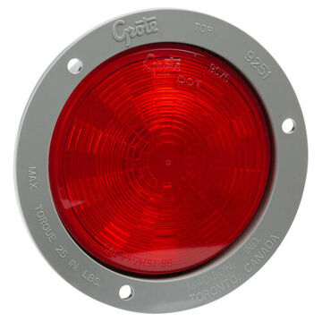 Round Stop Tail Turn Light, 0.03 to 0.24 A, Acrylic, ABS, Red