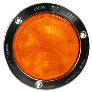 Round Stop Tail Turn Light, 12 V, 0.03 to 0.24 A, Acrylic Lens, ABS Housing, Stainless Steel Flange, Amber/White