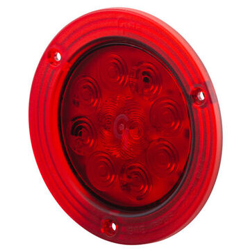 10-diode Pattern Round Stop Tail Turn Light, 12 V, 0.03 to 0.24 A, Acrylic Lens, PC/ABS Housing, Gray/Red