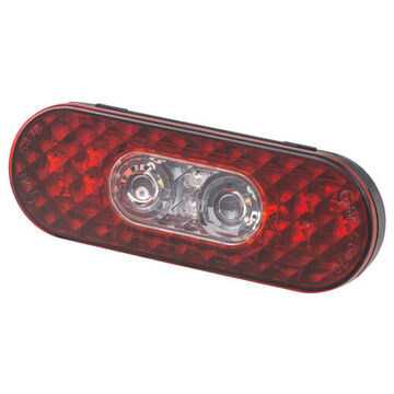 Oval Stop Tail Turn Light, 12 V, 0.13 to 0.16 A, Acrylic Lens, ABS Housing, Black/Red/Clear/Red/Clear