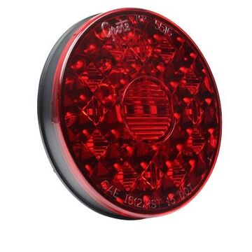 Round Stop Tail Turn Light, Polycarbonate Lens, Polycarbonate/ABS Housing, Red
