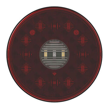 Feu stop/arrière/clignotant rond, 12 V, 0.08 à 0.31 A, lentille en polycarbonate, boîtier PC/ABS, noir/rouge/transparent/rouge/transparent