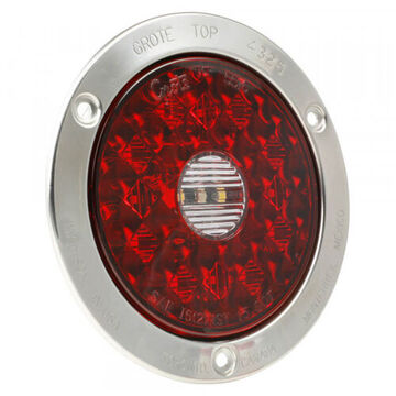 Round Stop Tail Turn Light, 12 V, Acrylic Lens, Polycarbonate/ABS Housing, Black/Red