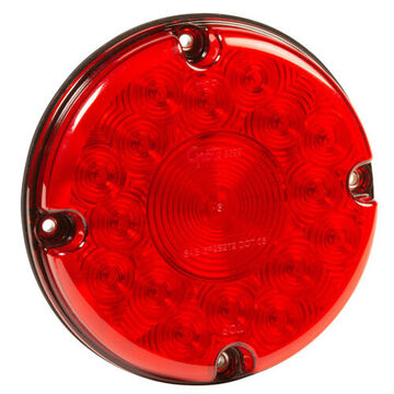Round Stop Tail Turn Light, 12 V, 0.4 A, Polycarbonate Housing, Black/Red