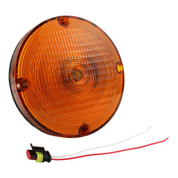 Round School Bus Tail Turn Light, 12 V, 2.1 A, Acrylic Lens, Amber/Black