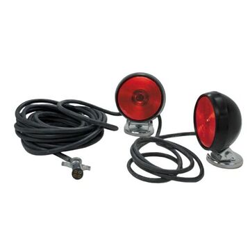 Magnetic Round Trailer Lighting Kit, Polycarbonate Lens, Rubber Housing, Black/Red
