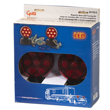 Round Trailer Lighting Kit, Acrylic Lens, Polypropylene Housing, Black/Red