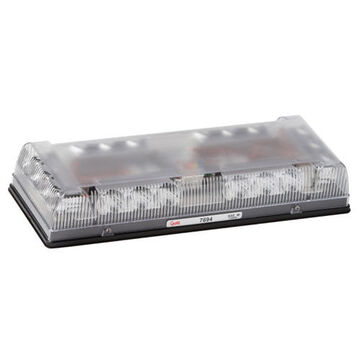 Emergency Rectangular Light Bar, Amber/Clear, LED, Permanent Mount