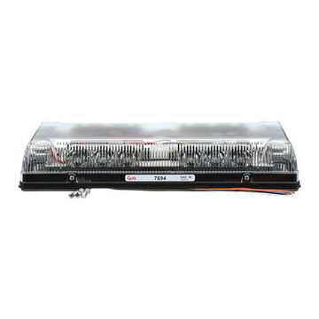 Emergency Rectangular Light Bar, Amber/Clear, LED, Permanent Mount