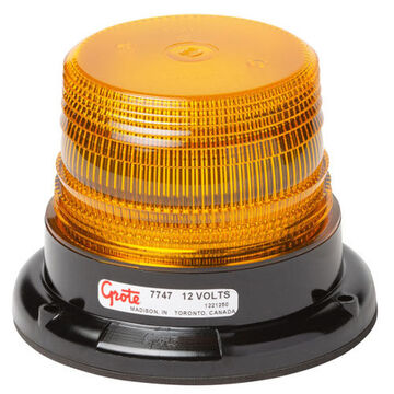 Compact Dome Beacon, Amber, LED, 12 V, 0.16 A, Permanent Mount