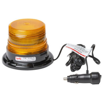 Compact Dome Beacon, Amber, LED, 12 V, 0.16 A, Magnetic Mount