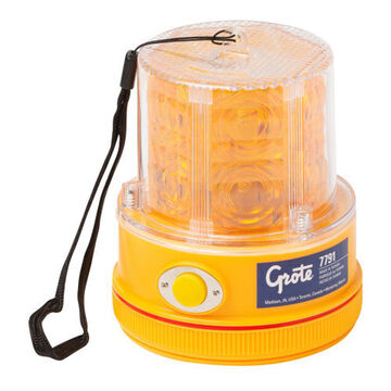 Battery Operated Compact Dome Portable Warning Light, Amber, Magnetic Mount, Polycarbonate, Nylon