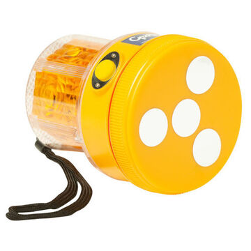 Battery Operated Compact Dome Portable Warning Light, Amber, Magnetic Mount, Polycarbonate, Nylon