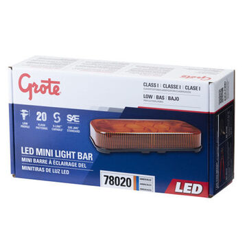 Rectangular Light Bar, Amber, LED, Permanent Mount, Polycarbonate, 12/24 V, 2.3 A