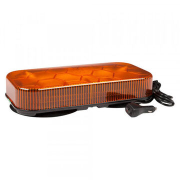 Rectangular Low Profile Mini Light Bar, Amber, LED, Vacuum/Magnetic Mount, 20 FPM