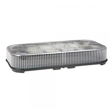 Rectangular Low Profile Mini Light Bar, Amber/Clear, LED, Permanent Mount, 20 FPM